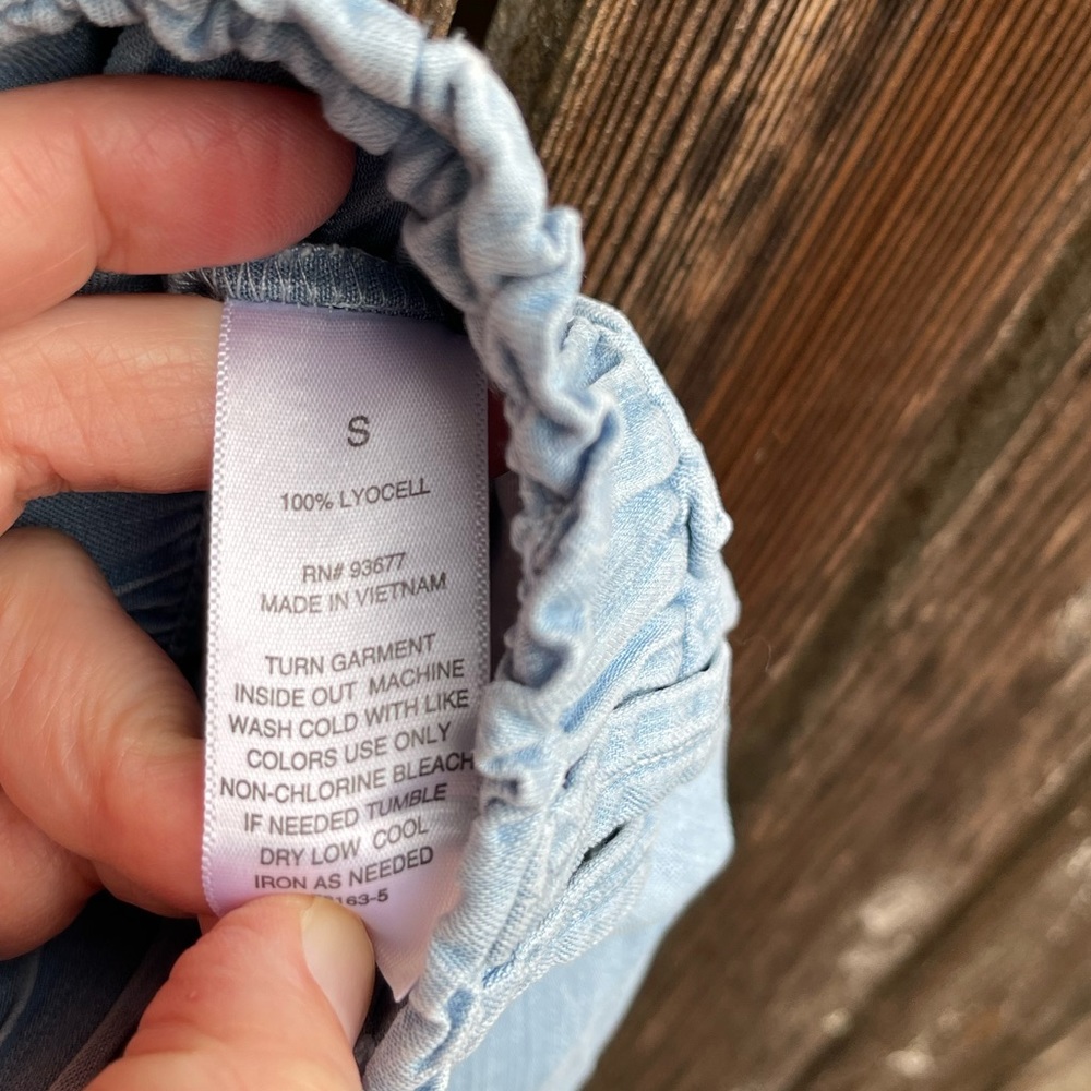 Ana Small Wide Leg Cropped Pull On Pants Pastel Blue Lyocell Elastic Waist Comfy - Picture 7 of 7